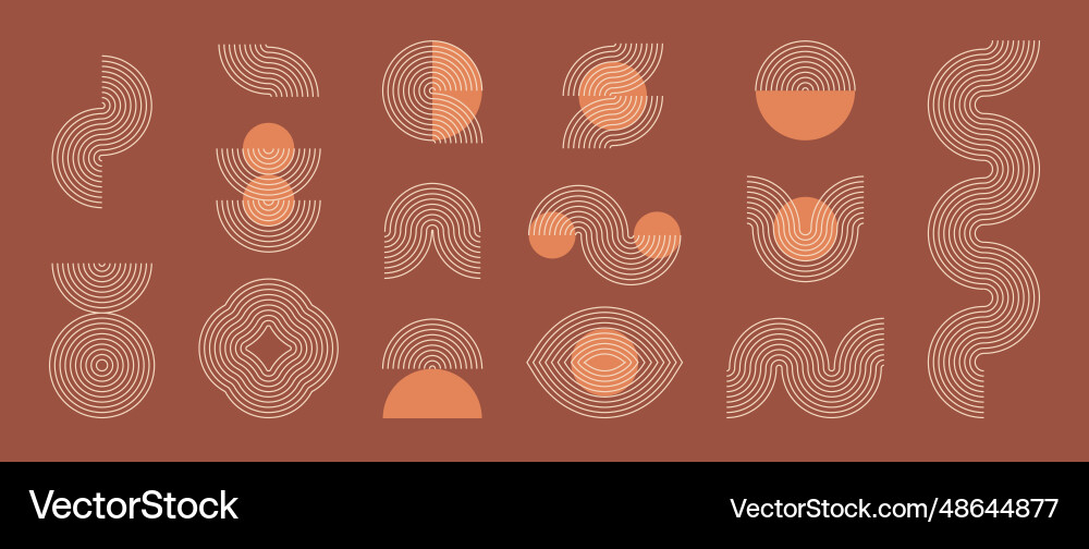 Boho style linear arch element collection Boho style linear arch element collection Vector Image