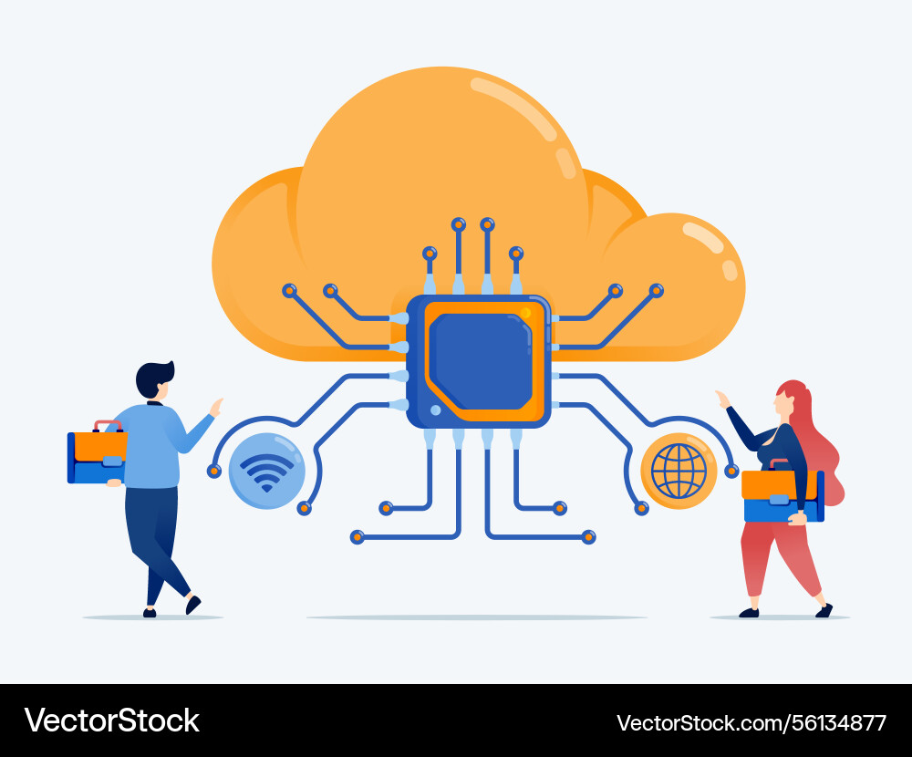 Cloud internet data is connected to learning Cloud internet data is connected to learning vector image