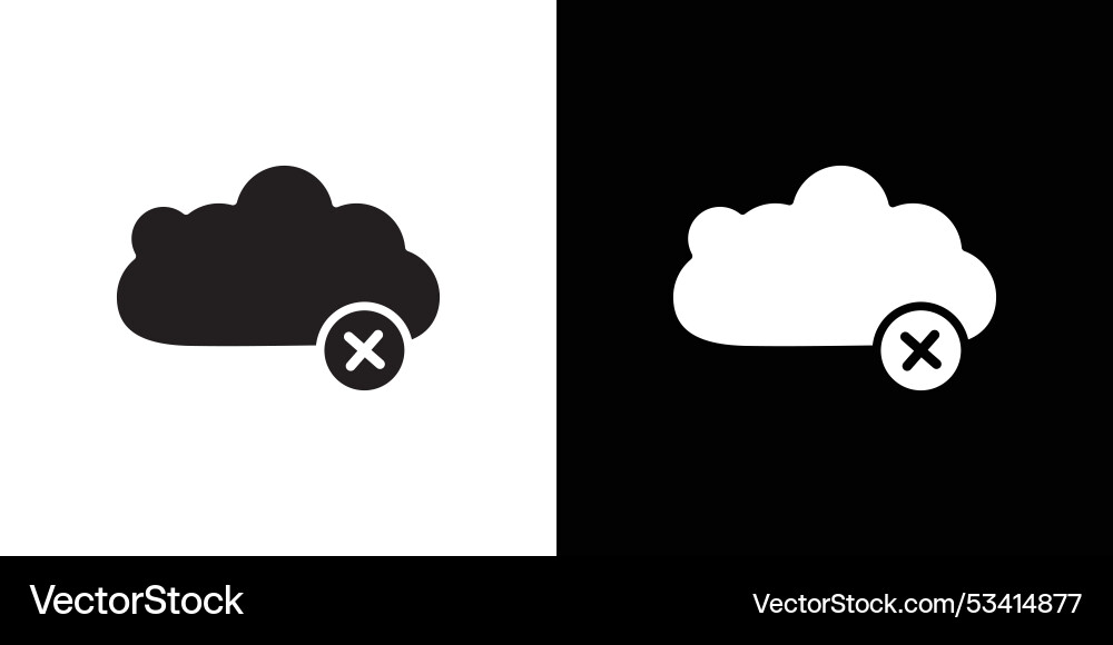 Cloud sync disable icon flat thin line Cloud sync disable icon flat thin line vector image