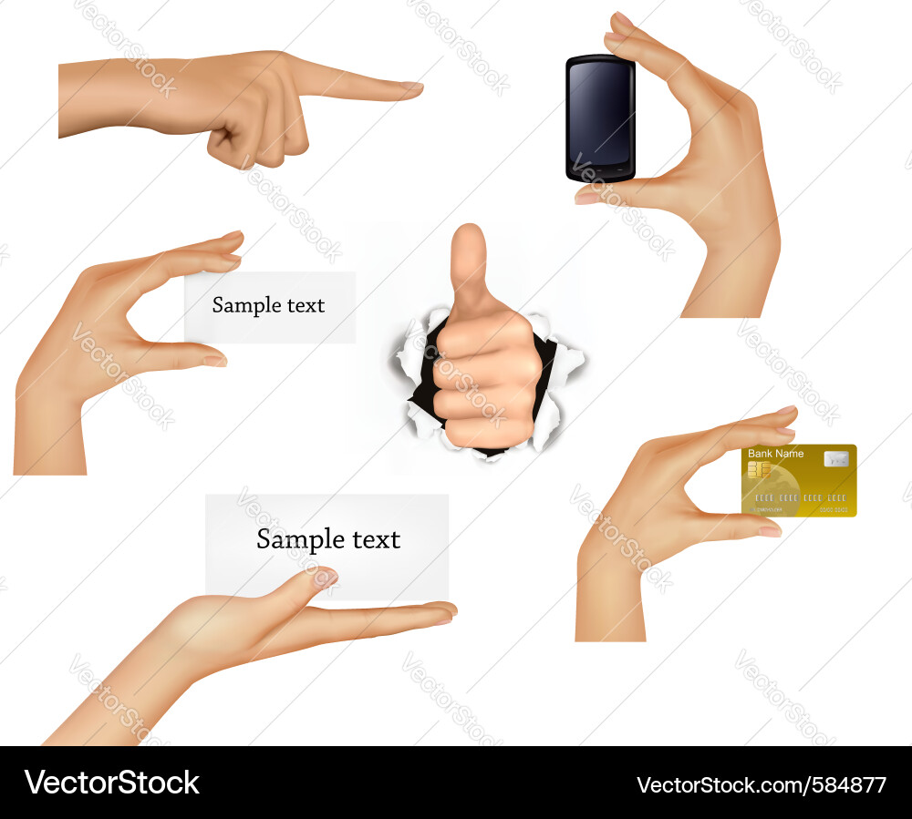 Hands with Objects - Business Concepts Vector Image