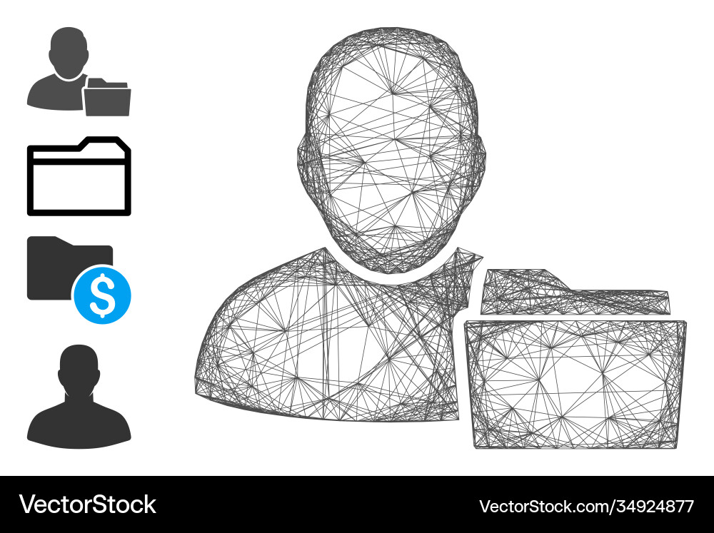 Linear user document folder mesh Linear user document folder mesh vector image