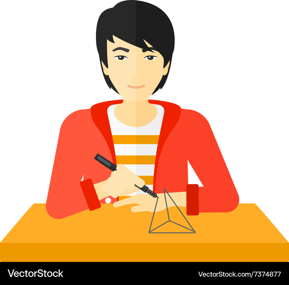 Man using three d pen vector image