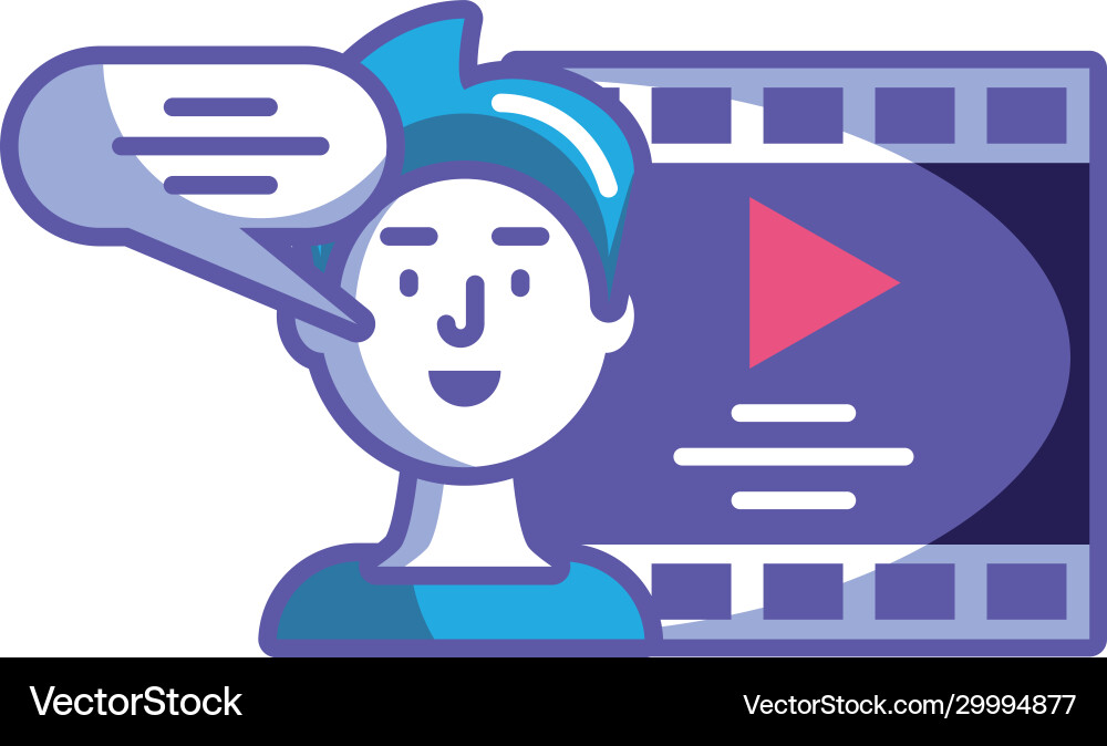 Man with media player on white background Vector Image