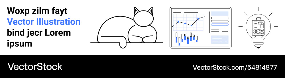 Modern elements cat outline graph analytics Modern elements cat outline graph analytics vector image