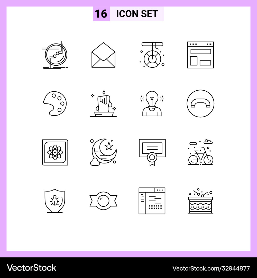 Set 16 outlines on grid for website layout vector image