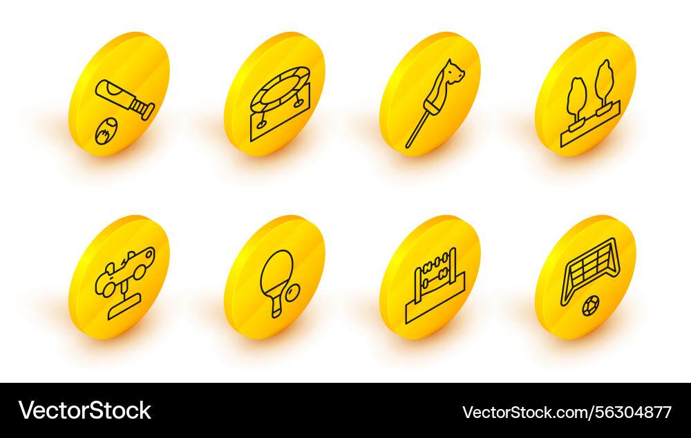 Set line soccer goal with ball abacus racket Set line soccer goal with ball abacus racket vector image
