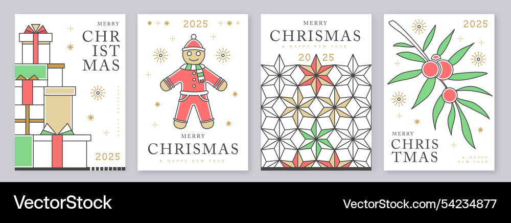 Set of merry christmas and happy new year cards Set of merry christmas and happy new year cards vector image