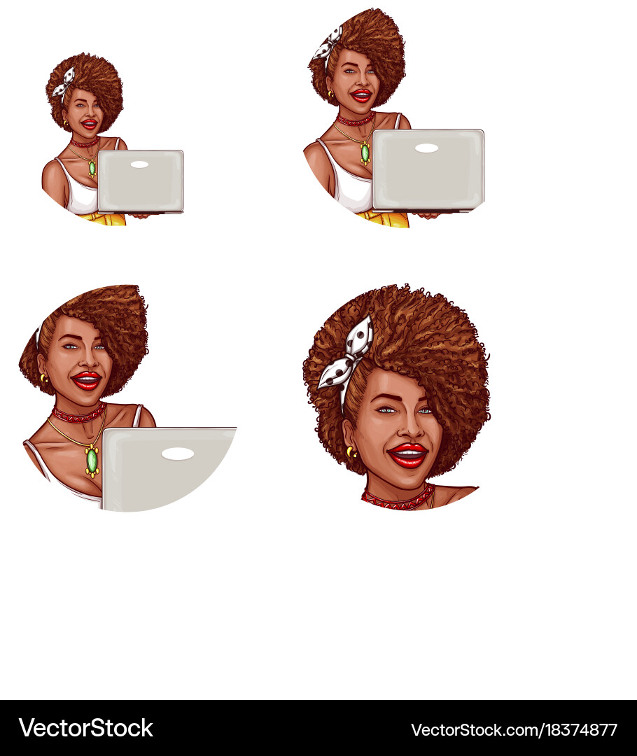 Set of pop art round avatar icon for users vector image
