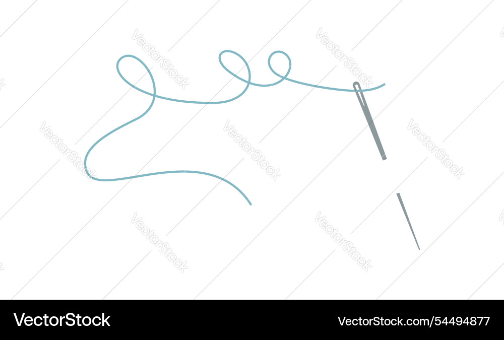 Tailor needle and thread logo Royalty Free Vector Image