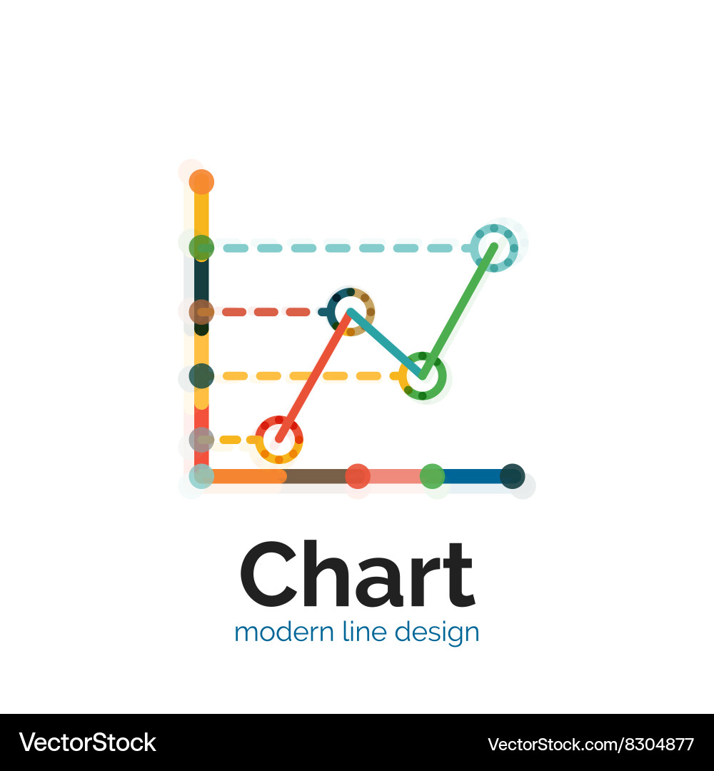 Thin line chart logo design graph icon modern Vector Image