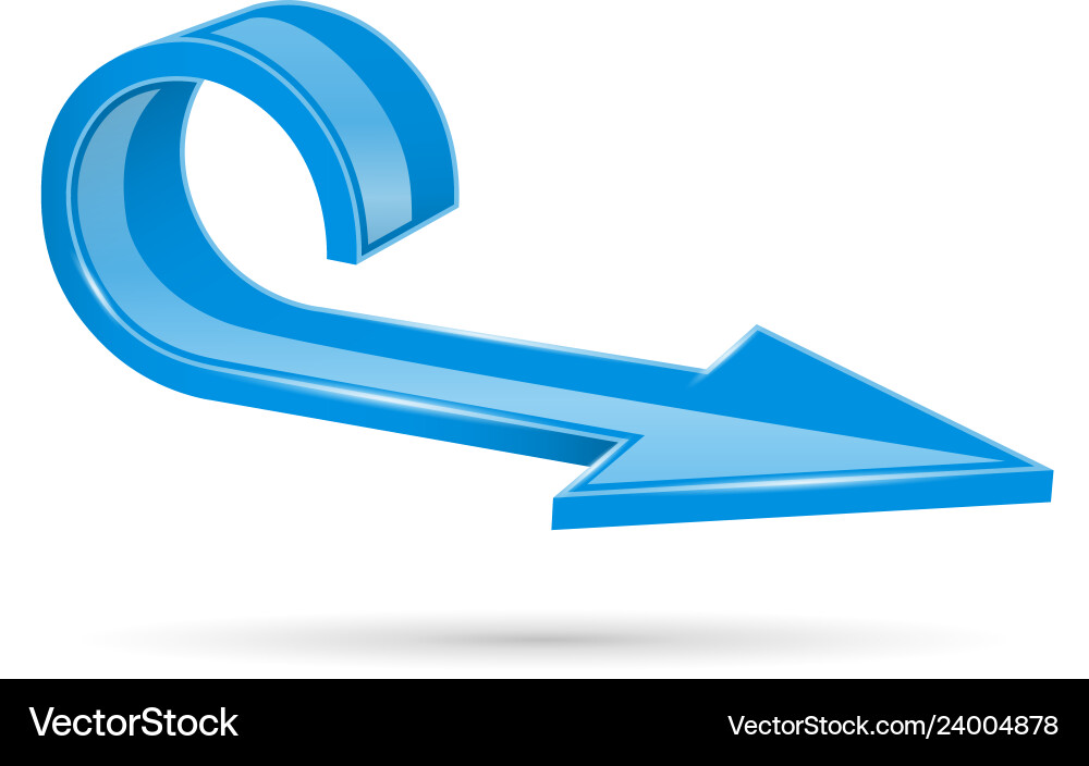 Blue 3d arrow curled up vector image
