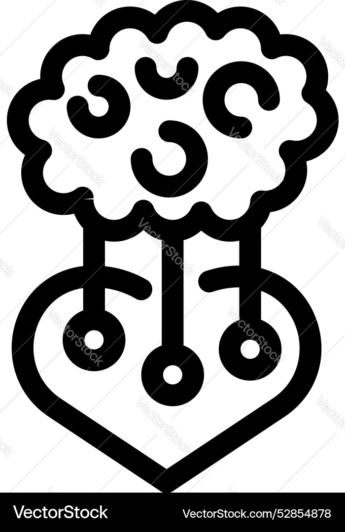 Brain connected to heart by three wires sending Brain connected to heart by three wires sending vector image