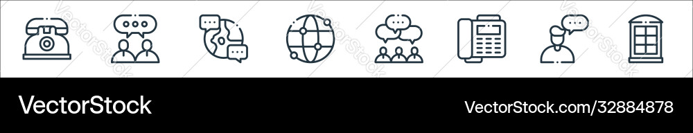 Communication line icons linear set quality Vector Image