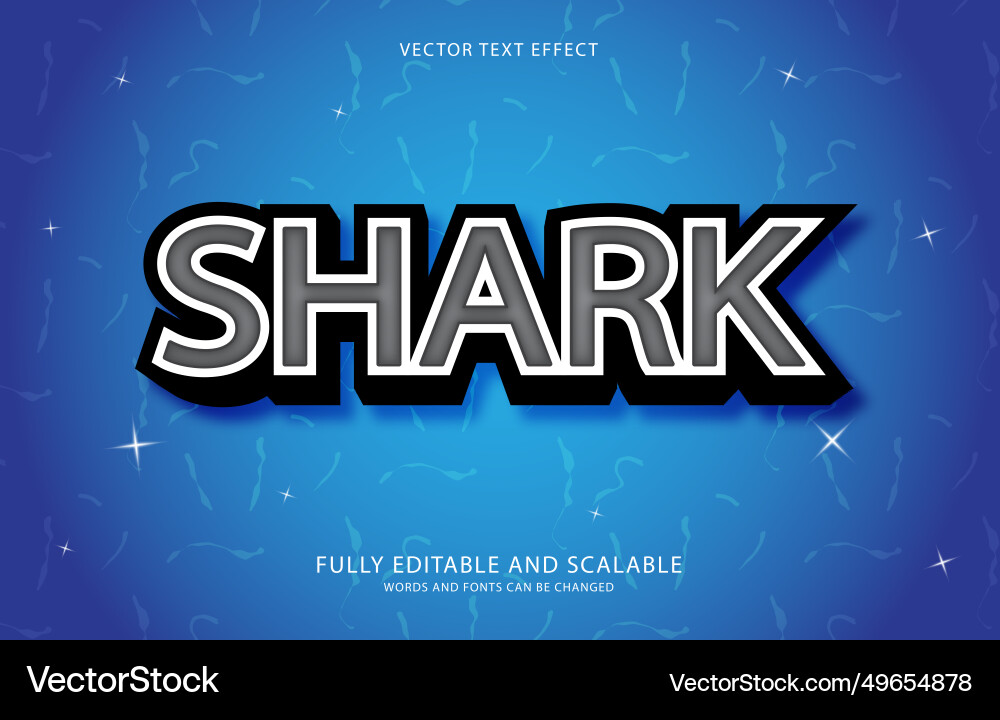 Editable text effect shark style Vector Image