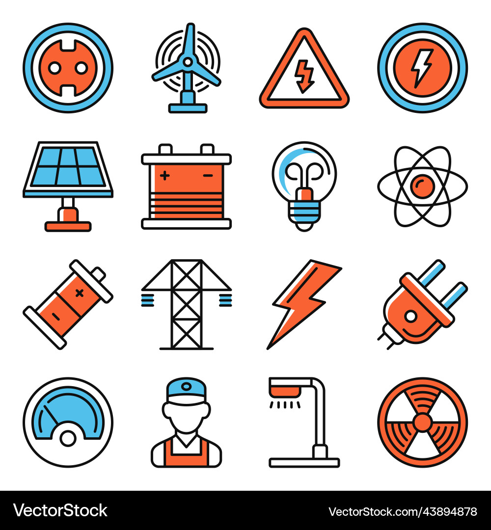 Electricity icons set on white background Electricity icons set on white background Vector Image