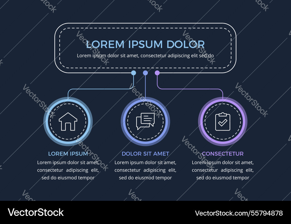 Flowchart with 3 elements Flowchart with 3 elements vector image