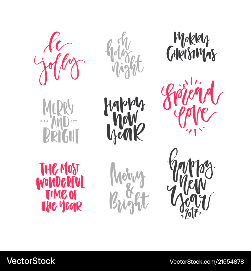 Hand Lettered Christmas & New Year Vector Image