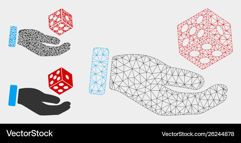 Hand throw dice mesh network model Hand throw dice mesh network model vector image