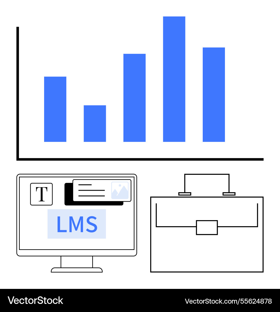 Learning management system with data visualization Vector Image