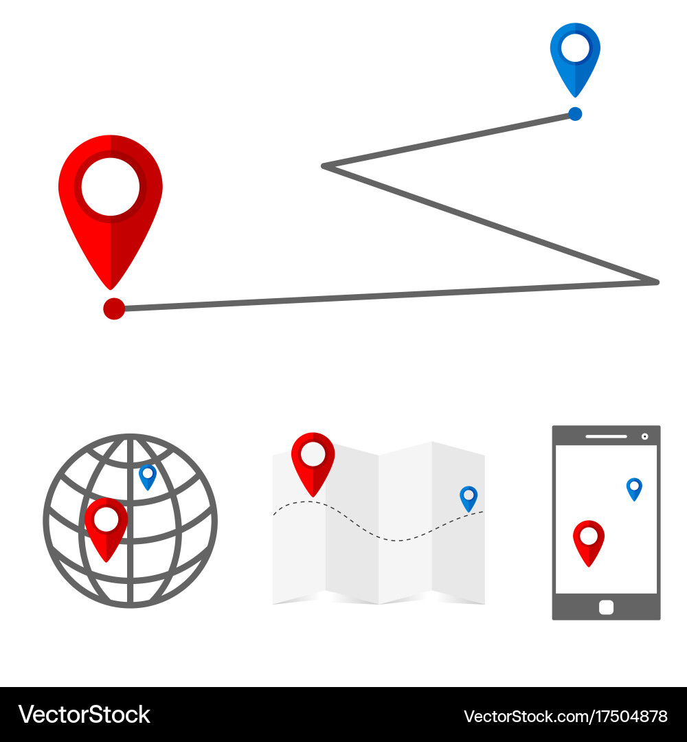 Navigation symbol set with globe and mobile phone vector image