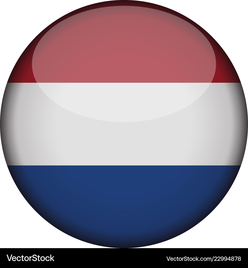 Niederlande Flagge in glänzender runder Knopf des Symbols Vektorbild