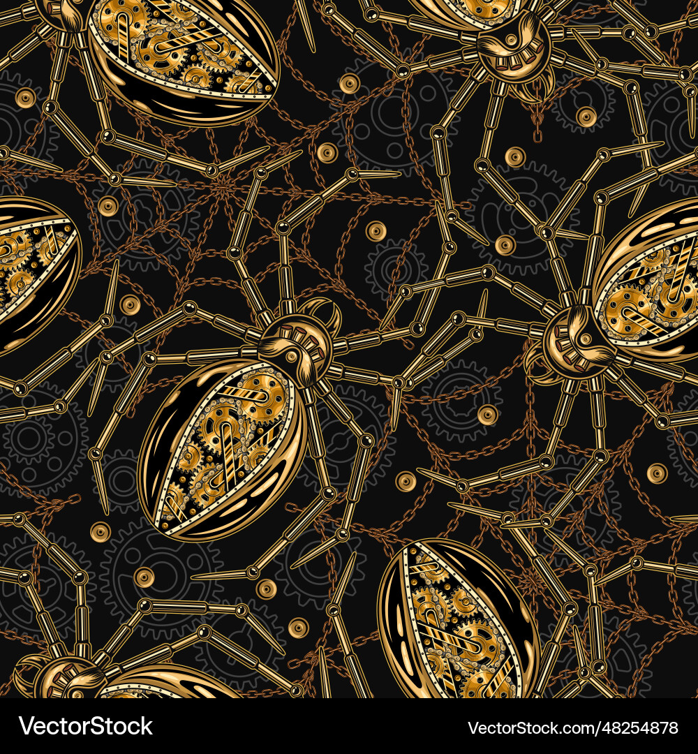 Pattern with robotic spider web of chains Pattern with robotic spider web of chains vector image