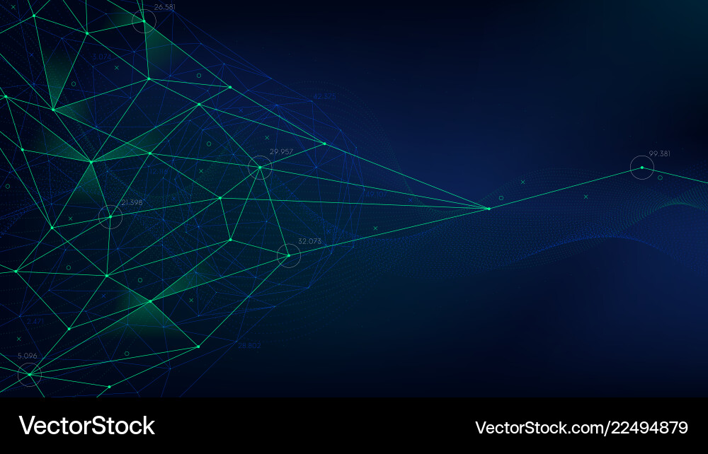 Analytical network polygonal structure with lines Vector Image