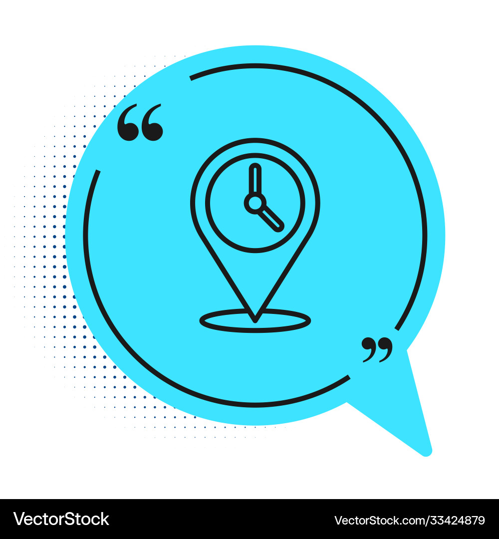 Black line location with clock icon isolated Black line location with clock icon isolated vector image