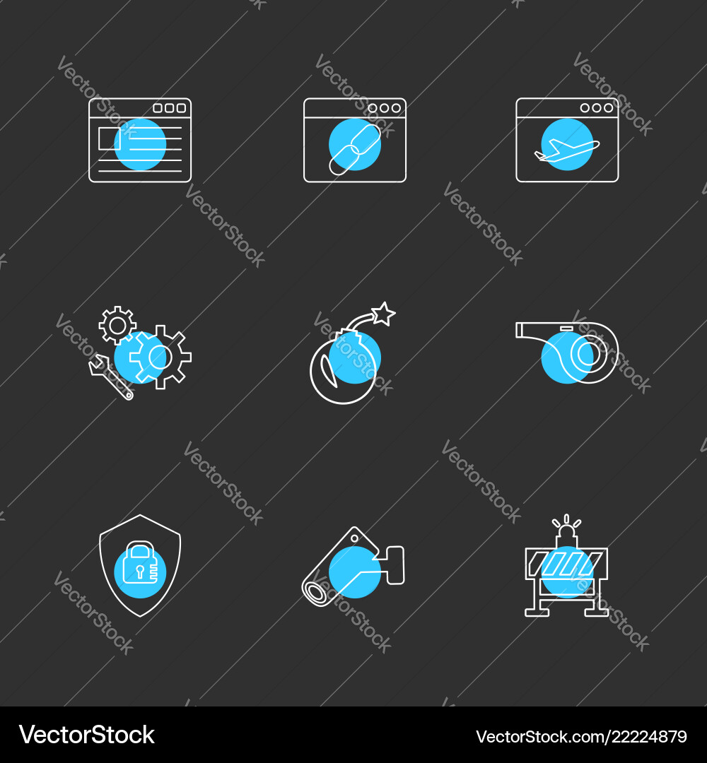 Bomb shield camera whistle windows ui layout vector image