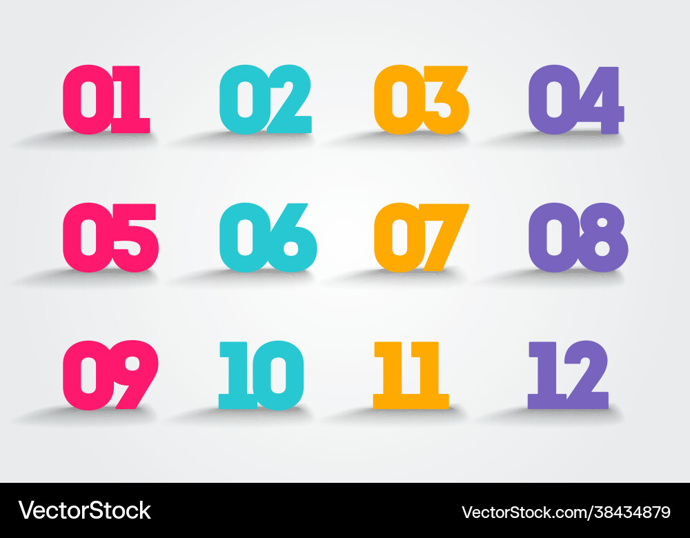 Colorful bullet point numbers vector image