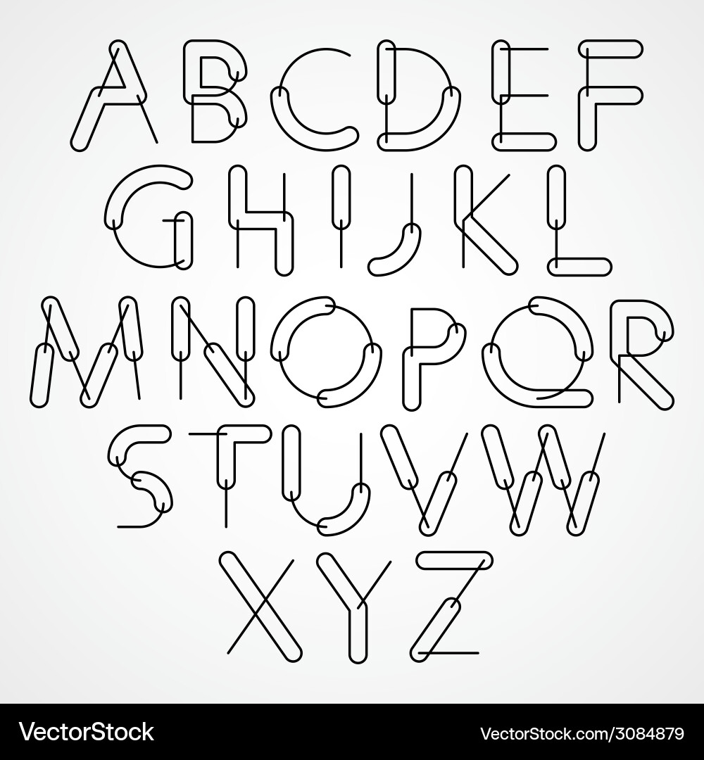 Constructors Font Alphabet - Black & White vector image