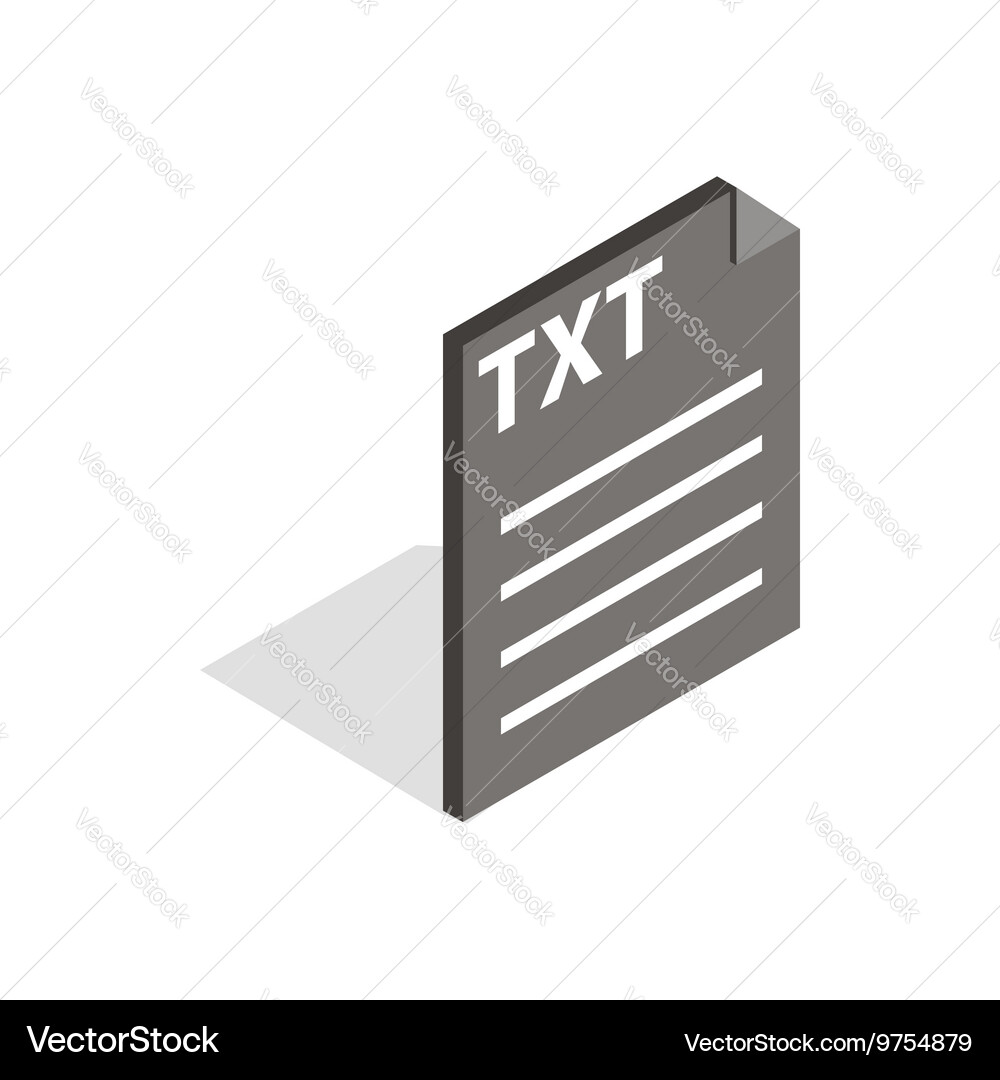 Document file format txt icon isometric 3d style vector image