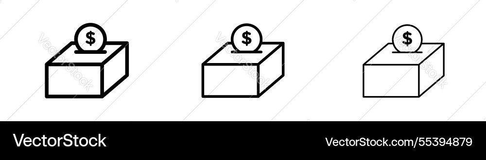 Donate icons in three different stroke lines vector image