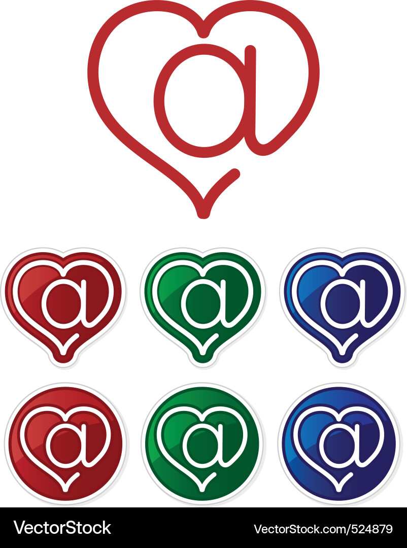 Email Heart Buttons Vector Image