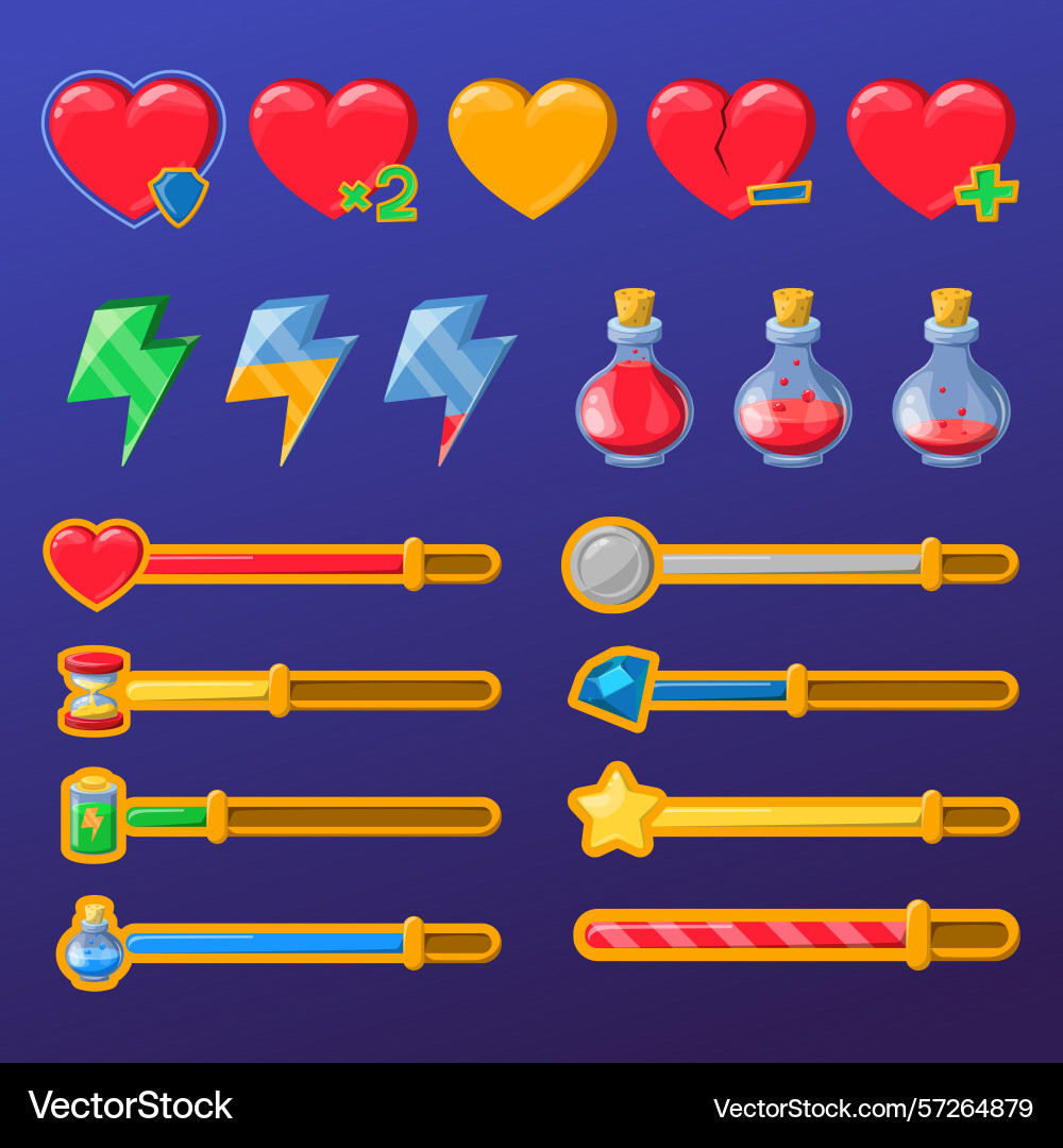 Gaming icons set interface elements vector image