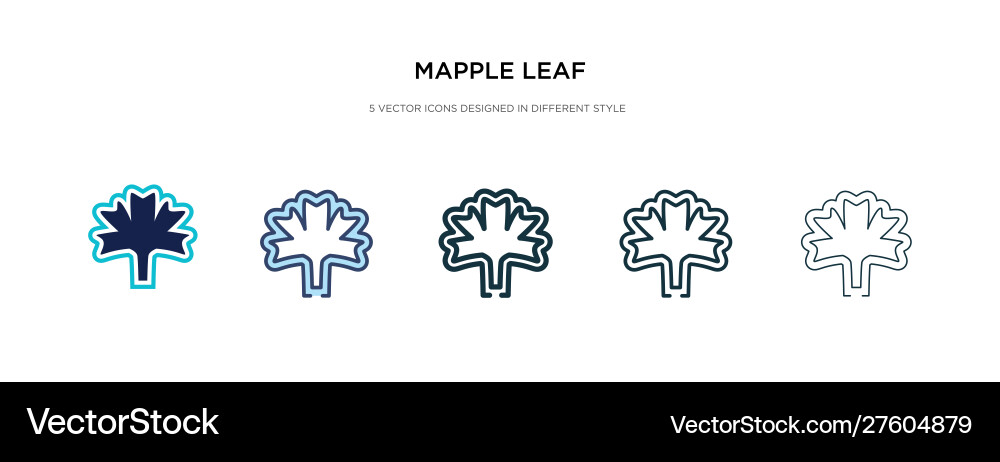 Mapple leaf icon in different style two colored Vector Image