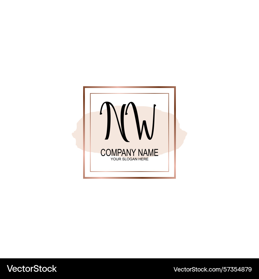 Minimalist handwritten nw initial logos with soft Vector Image