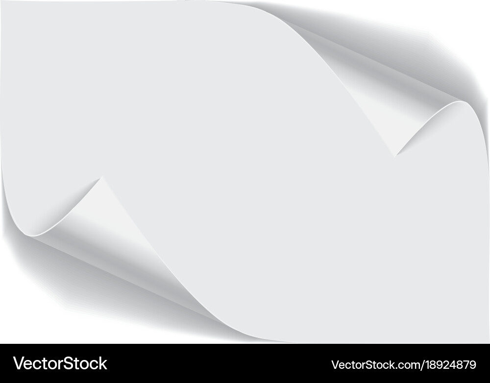 Page curl with shadow on a blank sheet of paper vector image