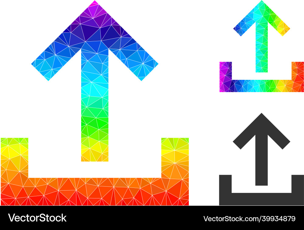 Polygonal upload icon with spectrum Vector Image