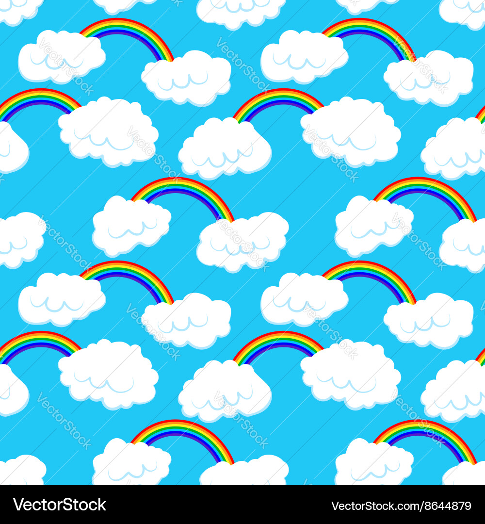 Rainbow Cloud Seamless Pattern vector image