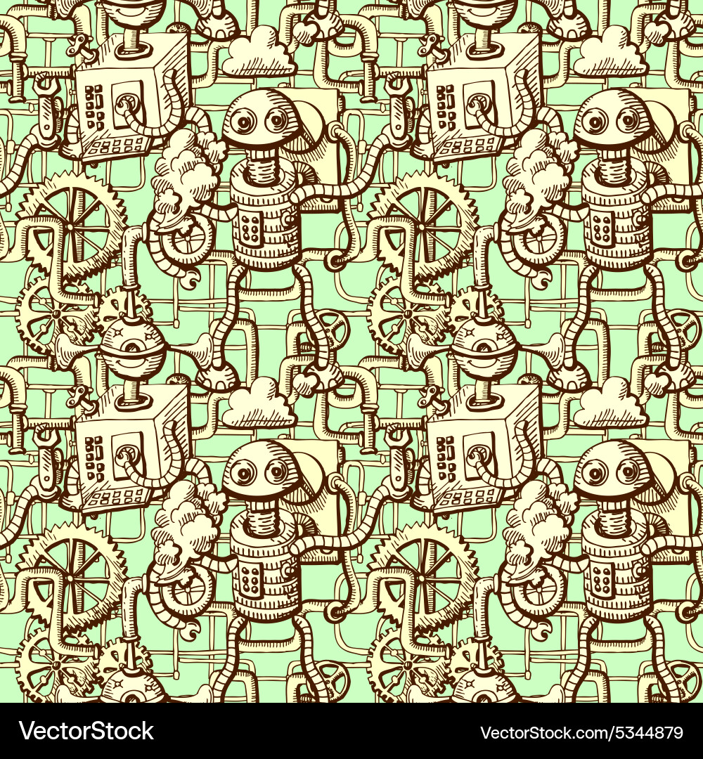 Robots seamless pattern vector image