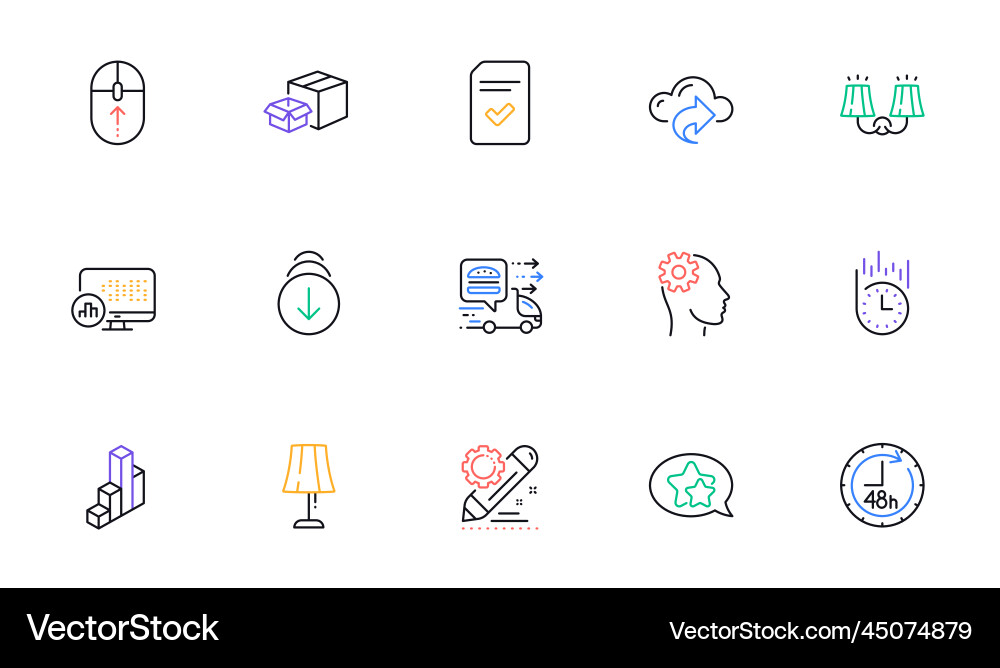 Scroll down cloud share and engineering line Scroll down cloud share and engineering line vector image