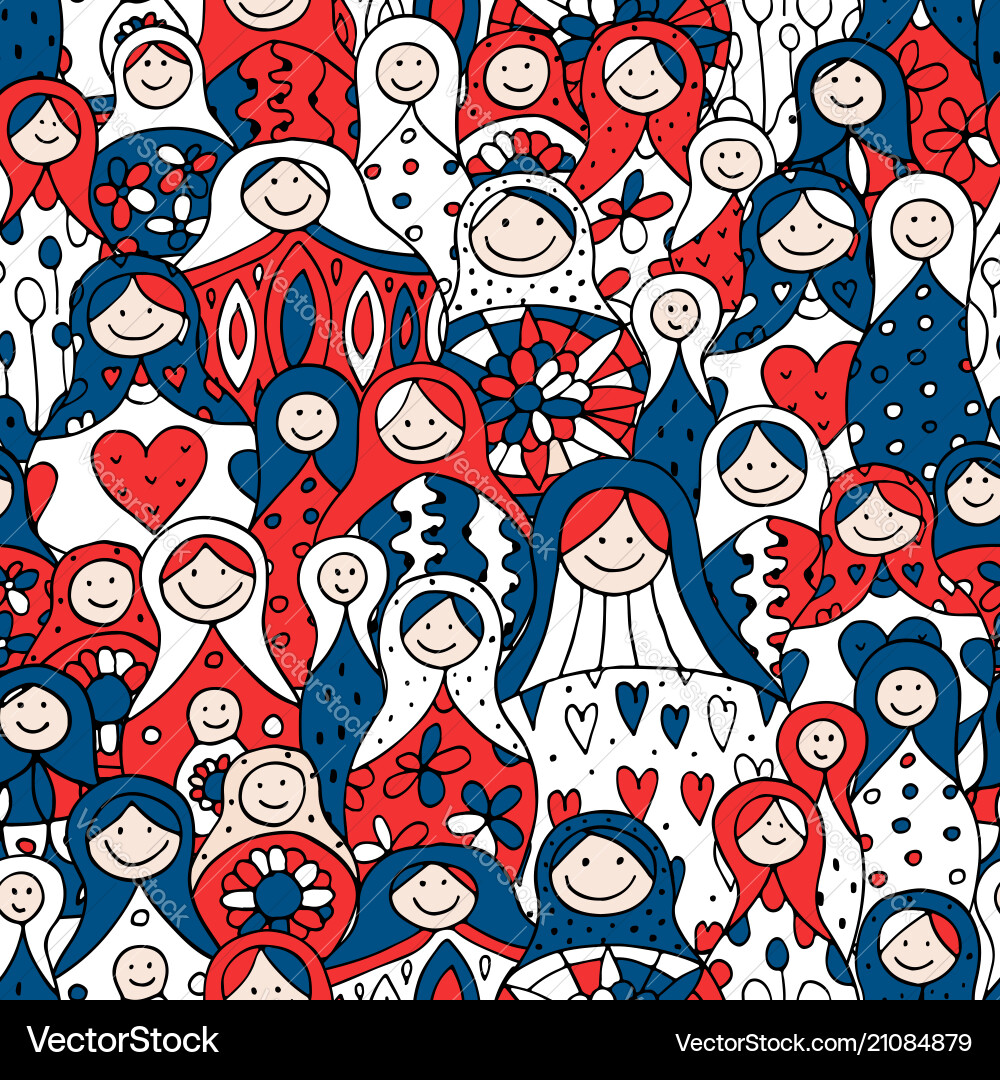 Seamless pattern with russian nesting dolls Seamless pattern with russian nesting dolls vector image