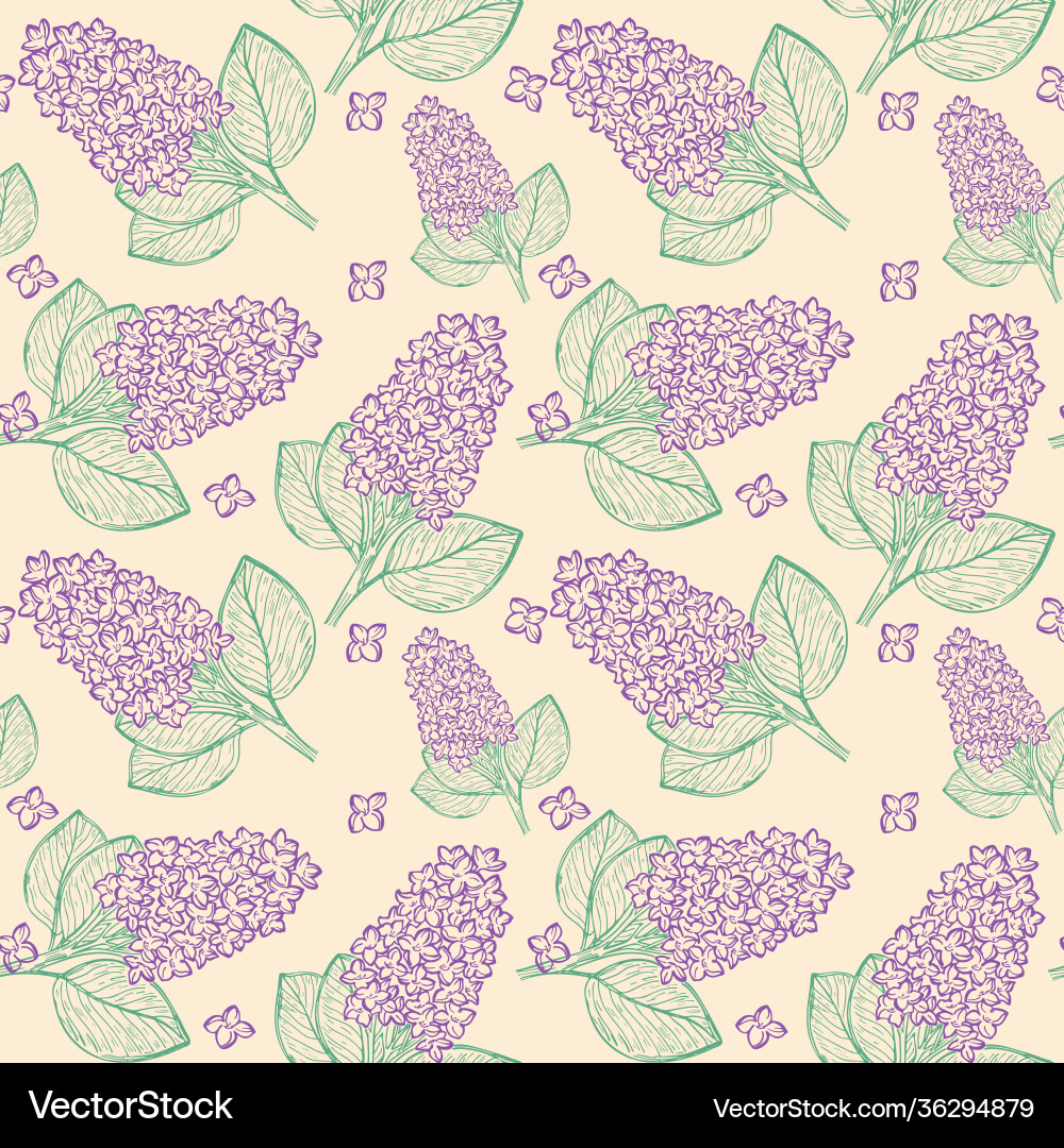 Seamless repeating pattern with lilac branches Seamless repeating pattern with lilac branches Vector Image