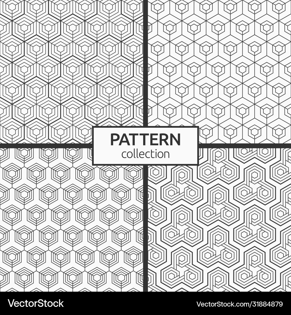 Set four abstract seamless patterns modern vector image