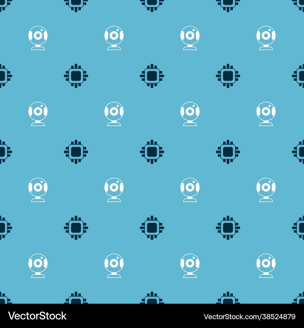Set processor with cpu and web camera on seamless Set processor with cpu and web camera on seamless vector image