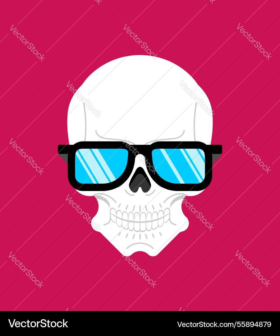Skull with glasses skeleton head in sunglasses Skull with glasses skeleton head in sunglasses vector image