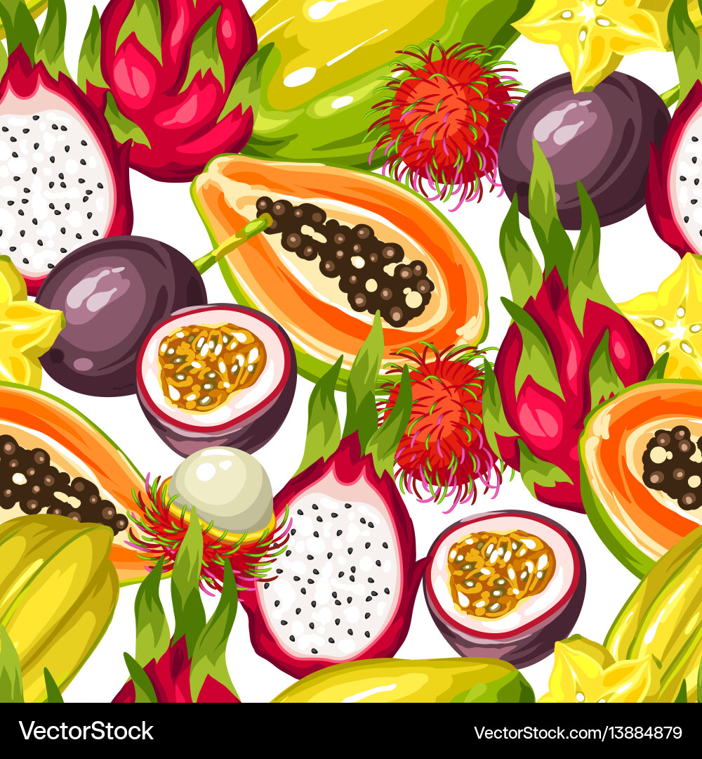Tropical Fruit Seamless Pattern Royalty Free Vector Image