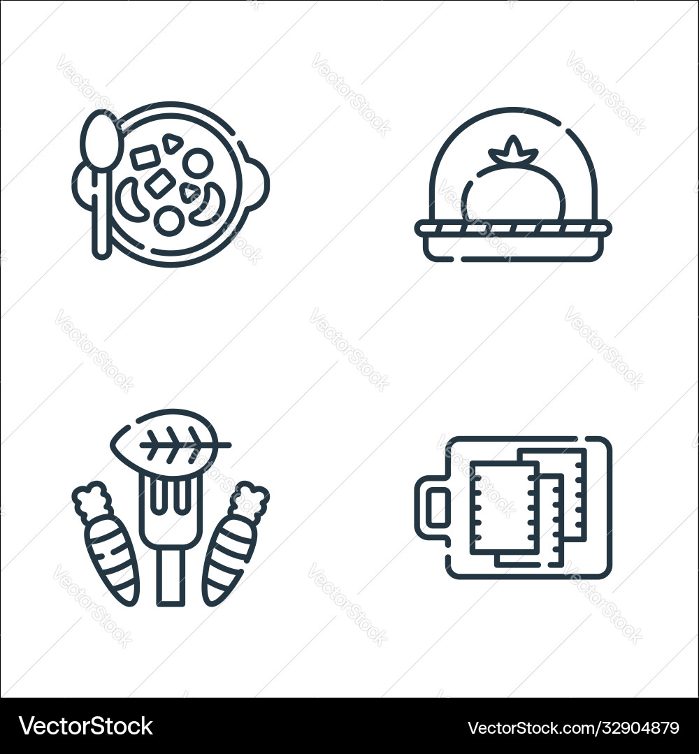 Vegan food line icons linear set quality Vector Image