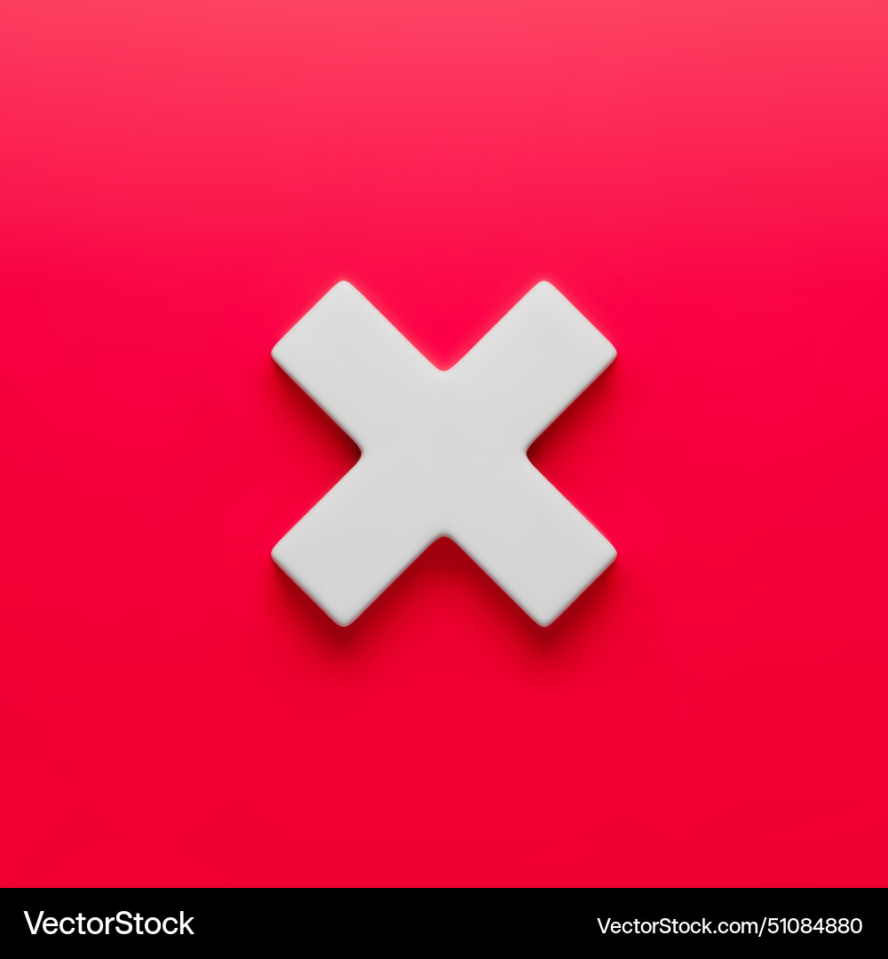 3d realistic wrong check mark sign on red 3d realistic wrong check mark sign on red vector image